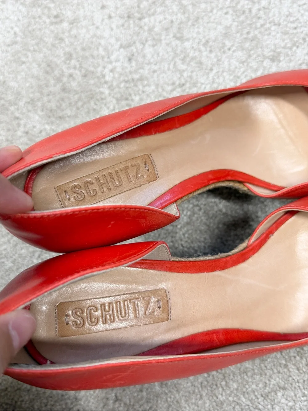 Schutz Women’s Wedges Heels Shoes Peep Toe in Orange 9
